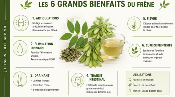 Infographie sur les bienfaits du frêne - Herboristerie Sensathé Infographie sur les bienfaits du frêne - Herboristerie Sensathé